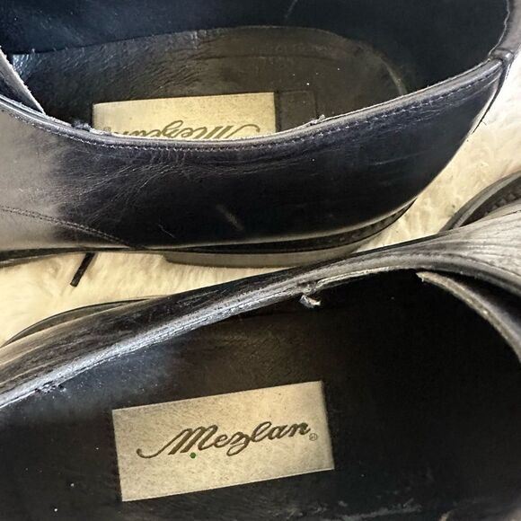 VTG Mezlan Black Lace Up Square Toe Classic Leather Oxford Dress Shoe Size 10M